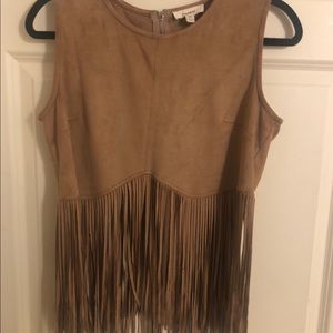 Freeway Suede Crop Top With Fringe